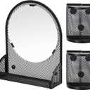 LUCYCAZ Magnetic Pen Holder - Locker Accessories, Black Mirror with 2 Magnetic Pencil Holders for Students, Locker Organizer for School, Home and Office, Back to School Essentials