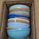 vancasso Bonita 27 Oz Cereal Bowls Set of 6, Blue Ceramic Bowls for Kitchen, 6 Inch Soup Bowls, Dishwasher & Microwave Safe (Cool Color)