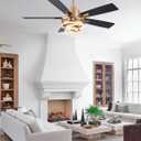 52" Gold Ceilling Fans with Lights Modern Chandelier Fan DC Motor Dimmable Led Fandelier Ceiling Fan with Light for Bedroom, Living Room