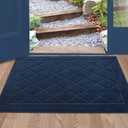 BEQHAUSE Dirt Trapper Door Mat 24" x 36", Doormat Non-Slip Entryway Rugs Washable, Dog Door Mat Stain Resistant and Absorbent Welcome Floor Mat for Front Back Door, Mud Wet Shoes & Paws, Navy Blue