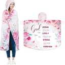 Christian Blankets for Women Faith, Christian Gifts for Women Wearable Blanket with Hat and Gloves, The Comfy Blanket Hoodie for Woman, Birthday Christmas Gifts for Moms, Daughters