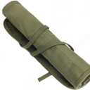 22 Slots Paint Brush Storage for Acrylic Oil Watercolor Brush Roll up Case Army Green Canvas Paint Brush Holder (13 * 15.7IN)