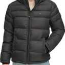 Tommy Hilfiger Men's Down Alternative Hooded Puffer Jacket, (4X, Black)