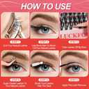 Eyelash Extension Kit 320PCS Lash Clusters 50D+60D D Curl, Individual Lashes 9-16mm with Thin Band, Includes Lash Bond and Seal, Remover, Tweezers, and Liquid Eyeliner for DIY Lash Extensions at Home