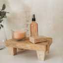 Wooden Tray Pedestal Decor | Display Riser for Plant and Other Home, Kitchen or Bathroom Accessories Hand Carved Mango Wood 2 Finishes (Natural Wood)