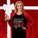 TAOHONG Merry Christmas Sweartshirt for Women Xmas Buffalo Plaid Tree Tops Color Block Snowflake Print Long Sleeve Shirt (Large)