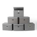 SEVENDOME Fabric Foldable Collapsible Storage Cube Bin Organizer Basket with Lid, Handles, Removable Divider for Home, Closet (Grey, 6Pcs)