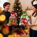 PINWATT 30 Pack Christmas Gift Bags Reusable Plastic with Ribbon Ties, Assorted Sizes (5S/5M/10L/10XL), Santa Holiday Bags for Kids Toys Large Gifts & Goodie Supplies