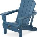 SERWALL Folding Adirondack Chairs Weather Resistant for Outdoor, Patio, Lawn, Garden, Backyard Deck, Fire Pit - Blue (1 PACK)
