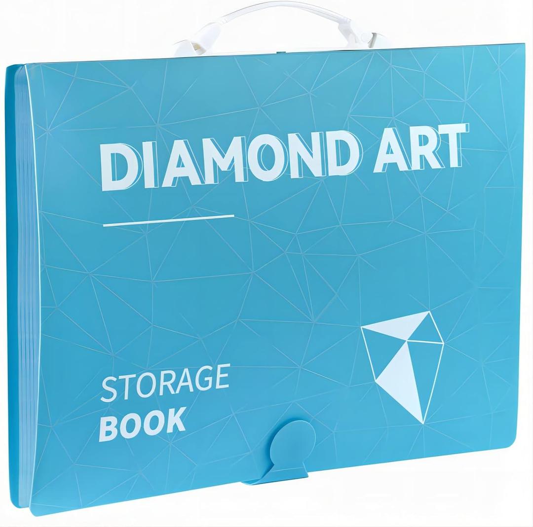 TTPOLONG A2 Diamond Painting Storage Book, Diamond Art Portfolio Book 30 Pages Clear Pockets Plastic Sleeves 22.5X16.7 Inch (Blue)