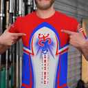 Men's Puerto Rico Flag T-Shirt 3D Frog Print Short Sleeve Shirt Novelty Casual Round Neck Top Unisex (XXL)