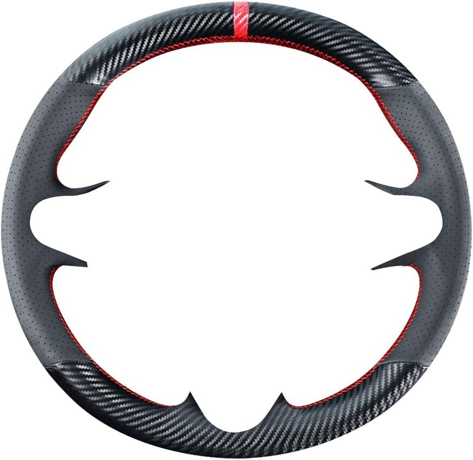 DIY Stitching Carbon Fiber Steering Wheel Cover for Honda Civic 8th Generation 2006 2007 2008 2009 2010 2011 3 Spokes 13.5-14.5 inches Leather Interior Accessories