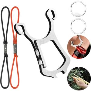 Titanium slingshot set multifunctional creative gadget portable bottle opener keychain suitable for outdoor travel mountaineering hiking camping picnic gadgets