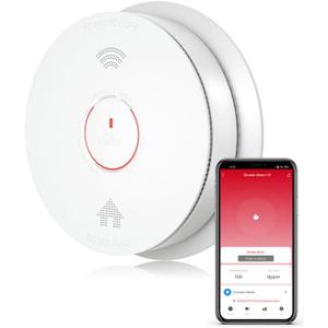 SITERWELL WiFi Smoke Detector, Smart Smoke and Carbon Monoxide Detector with Auto-Check, 2.4G WiFi Smoke Detector and Carbon Monoxide Detector Combo Conforms to UL 217 & UL 2034 Standards, 1 Pack
