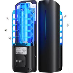Flying Insect Trap Plug in Mosquito Bug Zapper Indoor Gnat Moth Catcher with 9W Night UV Light, 10 Sticky Glue Board Refills for Home Office (Black)