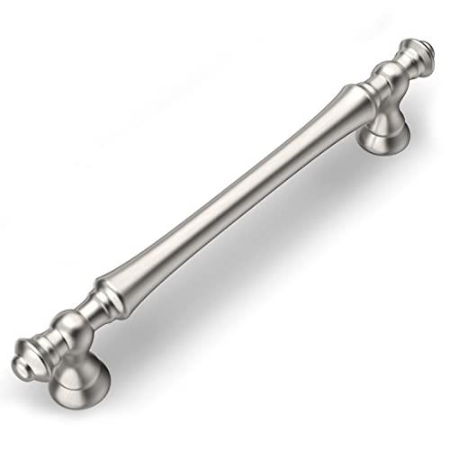 Amerdeco 10 Pack Brushed Satin Nickel Cabinet Hardware - 5 Inch(128mm) Hole Center Kitchen Cabinet Handles for Bathroom and Dresser Pulls - ZH0014