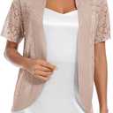 Women's Open Front Bolero Shrug Lightweight Knit Hollow Out Cropped Cardigan (M)