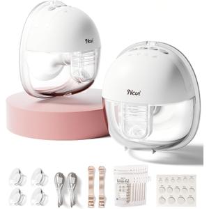 NCVI Wearable Breast Pump, Hands Free Electric Breast Pump with 4 Modes & 9 Levels Suction, Portable Breast Pump Ultra Quiet <42dB, 150min Battery Life, 19/21/24mm Flange, Breastfeeding Pump for Moms