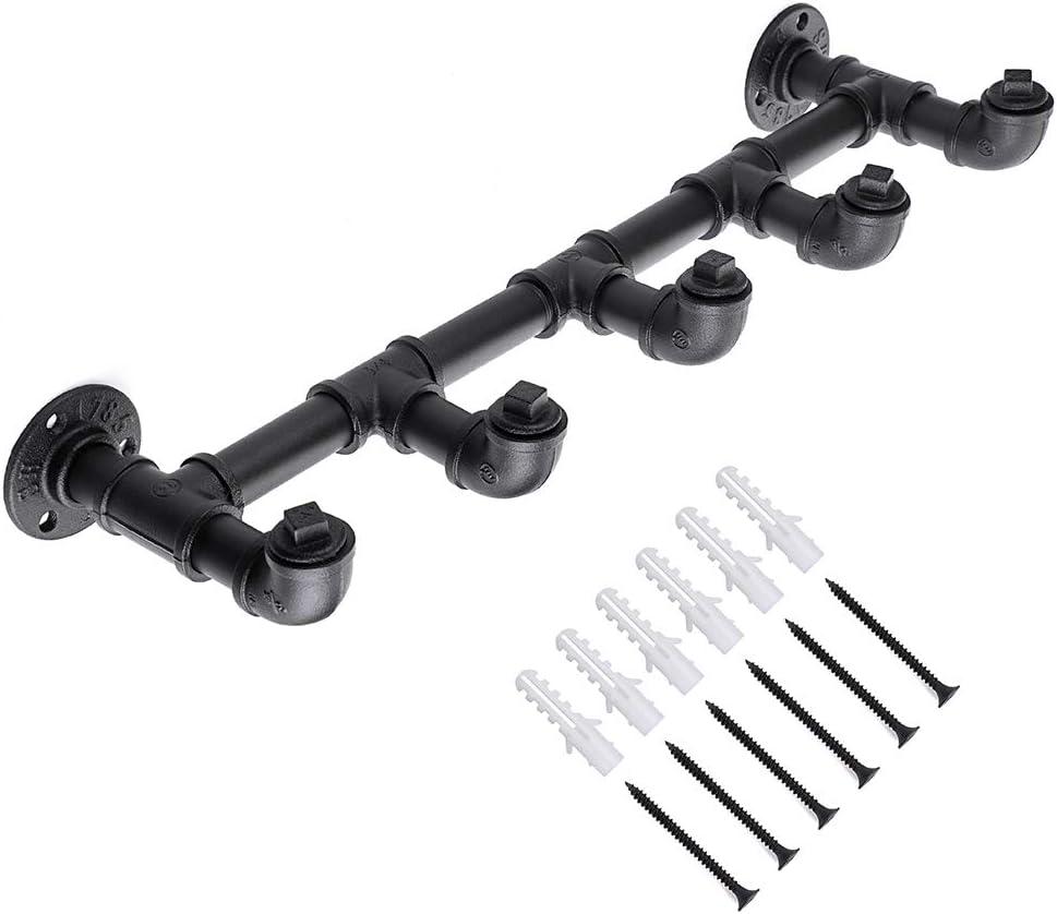 Sumnacon Industrial Pipe Coat Towel Rack with 5 Hooks- Vintage Heavy Duty Clothes Hat Hanger Racks with Screws, Rustic Iron Garment Storage Display Rail for Home, Store, Wardrobe, Boutique