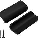 Goldenwarm 10 Pack Kitchen Cabinet Handles 3 Inch Black Finger Pulls for Cabinets Edge Pulls Black Kitchen Hardware for Dresser Drawers,Aluminum Alloy (Hole Center:76mm(3in))