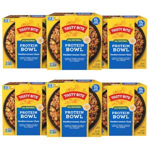 Tasty Bite Mediterranean Protein Bowl, 8.8 Ounce, Pack of 6, Ready to Eat, Microwaveable, Vegan, 14 Grams Plant Protein (EXP 06/30/27)
