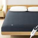 MASVIS Heated Mattress Pad Twin Size - 6 Heat Settings & 10-Hour Auto Off, Quilted Electric Bed Cover, Bed Warmer with Deep Pocket | Fast Heating | Machine Washable,Grey,39"x75" (Gray)