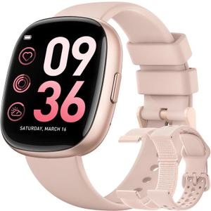 Smart Watches for Women Men with Call: Fitness Trackers with 24-Hour Heart Rate SpO2 Sleep Monitor 5ATM Waterproof 120+ Sport Mode Watches for Women gift Compatible with iPhone Android Phones(3 Bands) (Pinksand)