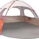 NXONE Beach Tent Sun Shade Shelter for 3/4/6 Person Person with UV Protection, Extended Floor, 3 Mesh Roll Up Windows & 8.0/8.5mm Fiberglass RodsCarry Bag Included (Orange White)
