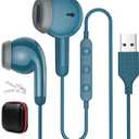 USB Earbuds for PC,Headphones with Microphone for Computer,Wired USB Headset with Mic Audio Control Noise Isolating Stereo Laptop Earphones for Dell for HP Asus for Surface Office Zoom Working Blue