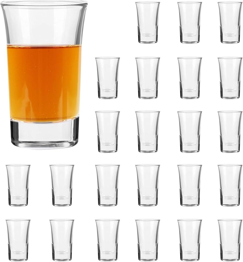 24 Pack 1.5 oz Clear Shot Glasses Set, Heavy Base, Bulk Glasses for Vodka, Tequila, Whiskey, Liquor