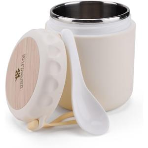 Insulated Food Container for Kids Adult 13.52 oz Set Soup Insulated Hot Food Containers for Lunch For School Office Picnic Travel (White)