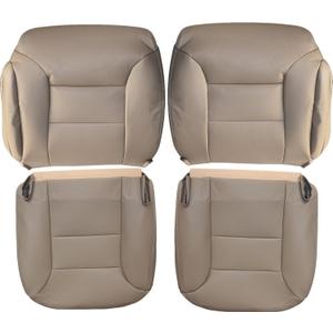 Driver and Passenger Bottom and Top Seat Covers Replacement Leather Med Tan Compatible with Chevy Silverado Tahoe Suburban GMC Sierra Yukon 1995 1996 1997 1998 1999