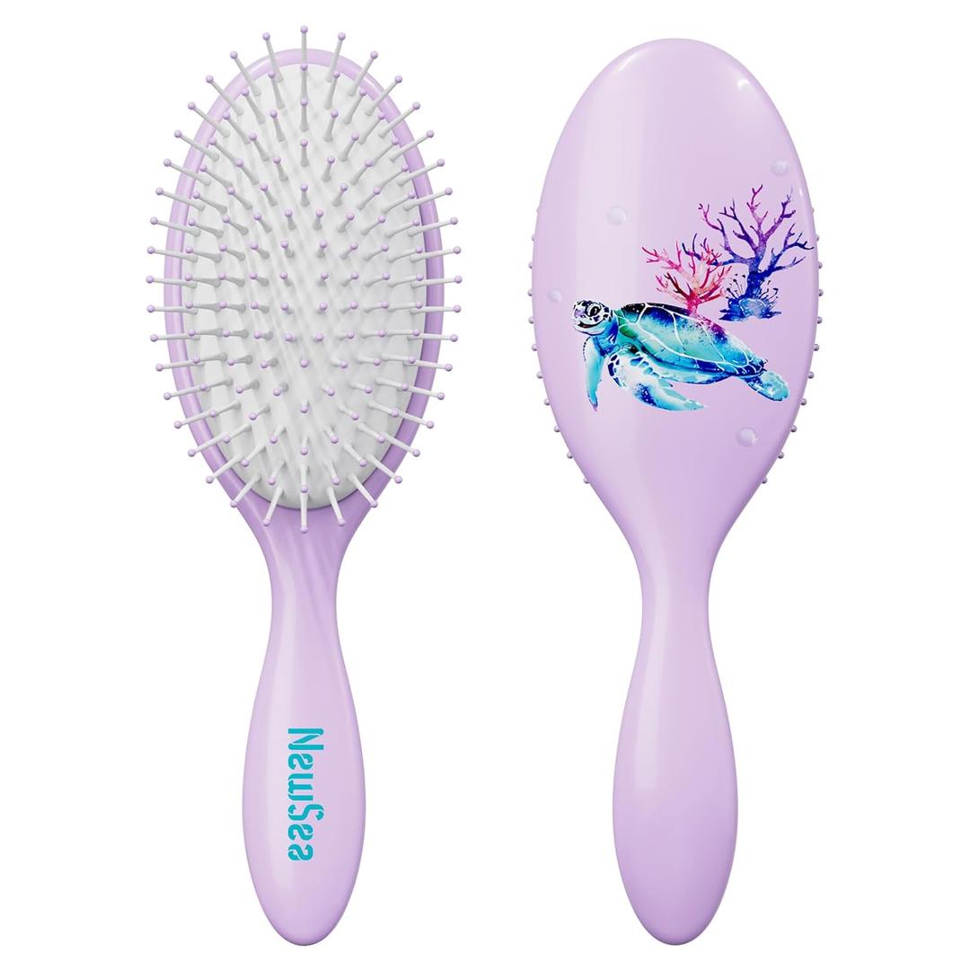 2 x NewSea Detangling Brush  Anti-Static, Flexible Bristles for Wet & Dry Hair, Eco-Friendly, Purple, for Straight & Wavy Hair
