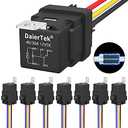 DaierTek 8 Pack 12V Relay with Built-in Diode & 12 AWG Harness Socket 30A/40A Heavy Duty SPDT 5 Pin Relay Switch Waterproof for Automotive Car Marine Boat