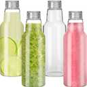 34oz Glass Bottles for Juicing, Juice Bottles with Lid Mason Jars, Glass Jar with Lid, Milks, Beverage Storage, Clear Mason Jars with Lids for Pickles, Jams, Food Storage (4)