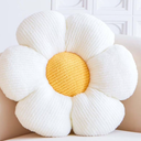 Sioloc Flower Shaped Throw Pillow, Fun Daisy Pillow, 15.7" White Cute Decorative Seat Cushion Aesthetic Flower Plush Pillows for Bed Floor Couch Chair