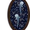 BIWSHA Coastal Whale Shark Oval Wall Art Decor Gifts for Ocean Lovers, Ocean Dark Blue Wooden Wall Art Decor, Nautical Painting Wall Hanging Decor for Bathroom Bedroom Living Room, 10.2x15.7 Inch