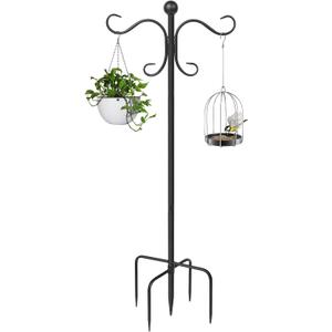 AOMGD 76 Inch Adjustable Double Shepherds Hooks for Outdoor Heavy Duty, Two Sided Garden Bird Feeder Pole for Hanging Plant Baskets, Solar Lights, Weddings Decor