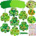 Treasure Cove St. Patrick's Day Foam Craft Kit Foam Shamrock Craft DIY St. Patrick's Day Shamrock Decorations with Lucky Clover Foam Stickers for Irish Classroom Activities Party Favor 12 Sets
