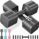 FEIERDUN DB3 5-in-1 Adjustable Dumbbell Set, 20LB Pair Adjustable Weights for Women at Home, Dual Locking Stable Hand Weights with TPU Soft Handle, Home Gym, Rehab, Pilates, Yoga, Strength Training