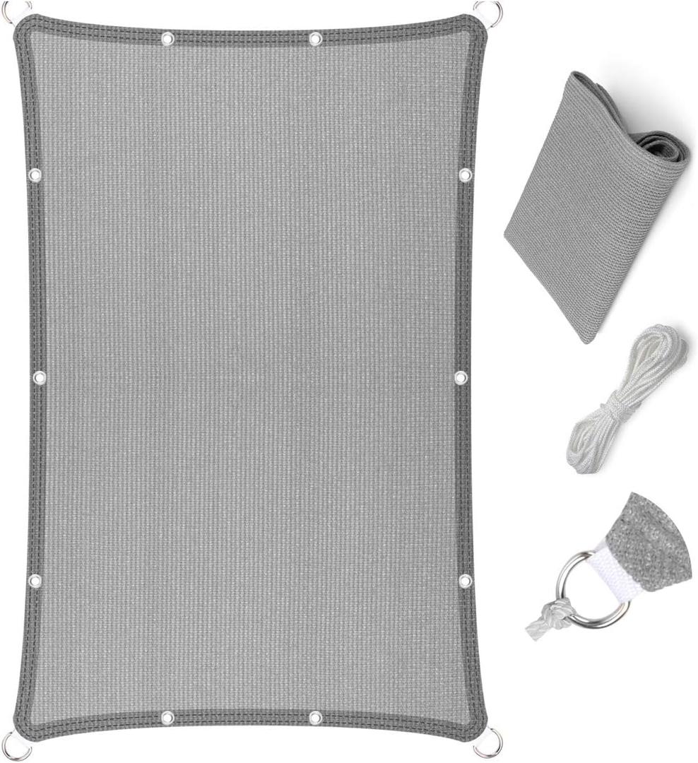 Eden's Decor Straight Flat Edge Sun Shade Sail with Grommets, Pergola Shade Cover Outdoo Sun Shade, Patio Shade, Deck Shade(Grey, 4' X 5') (Gray)