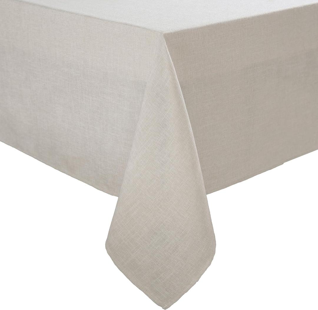Laura Ashley Harper Luxuriously Smooth Fabric Tablecloth for Formal or Casual Dining, Holiday, Banquet, Wedding or Party, 60" x 120", Ivory
