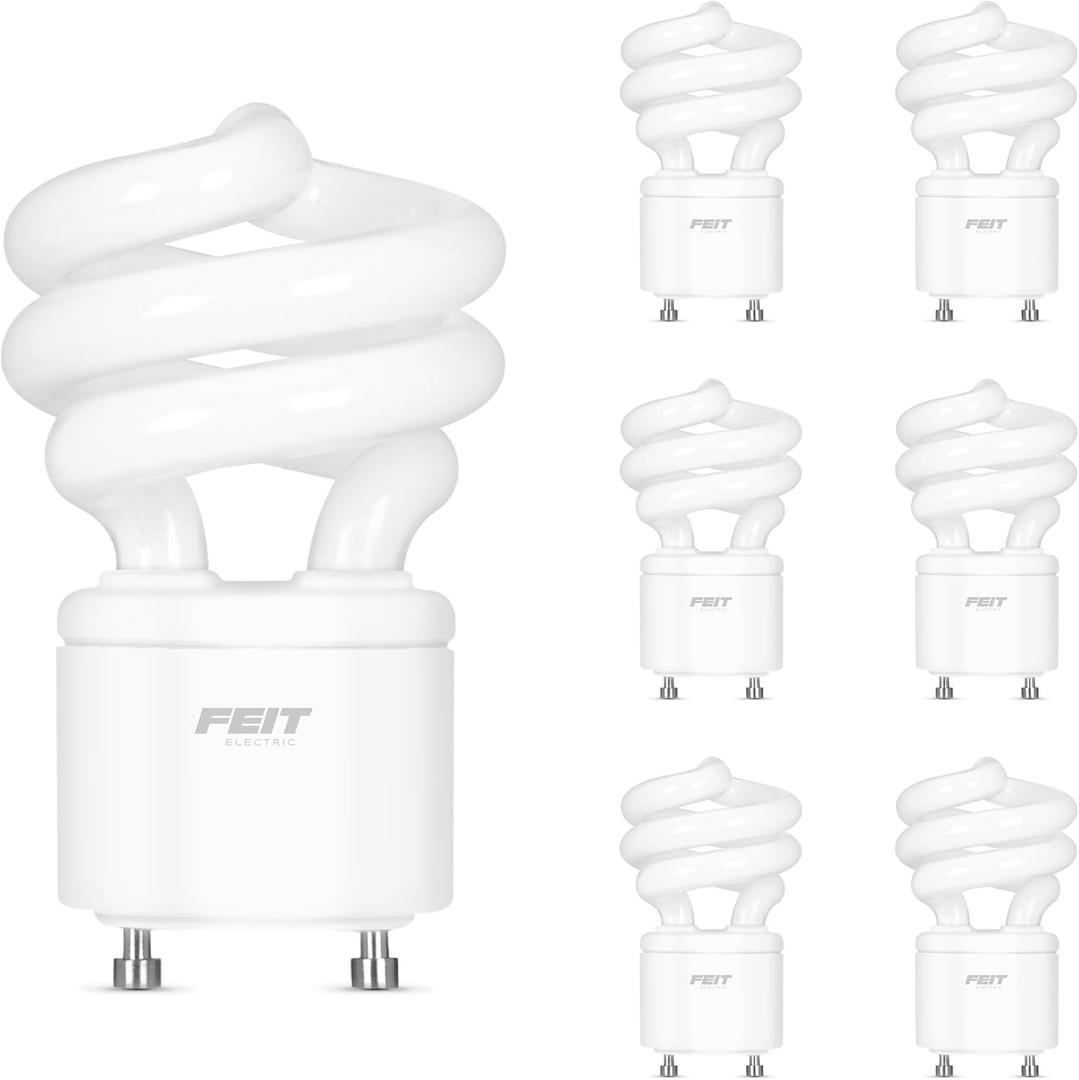 Feit Electric 60W Equivalent CFL Twist Light Bulb on GU24 Base, Non-Dimmable, 900 Lumens, 10K Life Hours, 4100K Cool White, 6 Pack - BPESL13T/GU24/41K/6