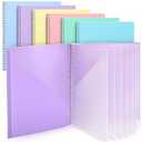Qilery 6 Pcs 10 Pocket Pastel Folder Bulk Plastic Spiral Project Organizer for Documents Papers Homework Portfolio Folder Binder with Plastic Sleeves School Office Supplies