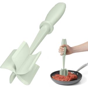 Meat Chopper, Hamburger Grinder, Premium Heat Resistant Smasher for Ground Beef, Burger Grinder Nylon Potato Mix Tool-Green (1 Pack)