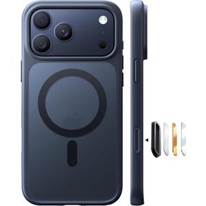 TORRAS Stronger Magnetic & Shockproof for iPhone 17 Pro Max Case, Fit for MagSafe, Military Grade Drop Protection, Camera Control, DIY Button, Slim for iPhone 17 Pro Max Case Translucent Matte Black