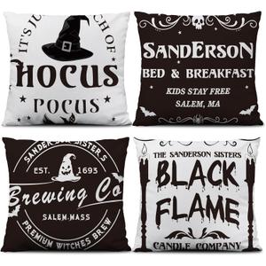 Halloween Fall Pillow Covers 18x18 Pumpkin Striped Decorative Throw Pillowcase Autumn Thanksgiving Cushion Case for Home Couch Sofa Farmhouse Decorative