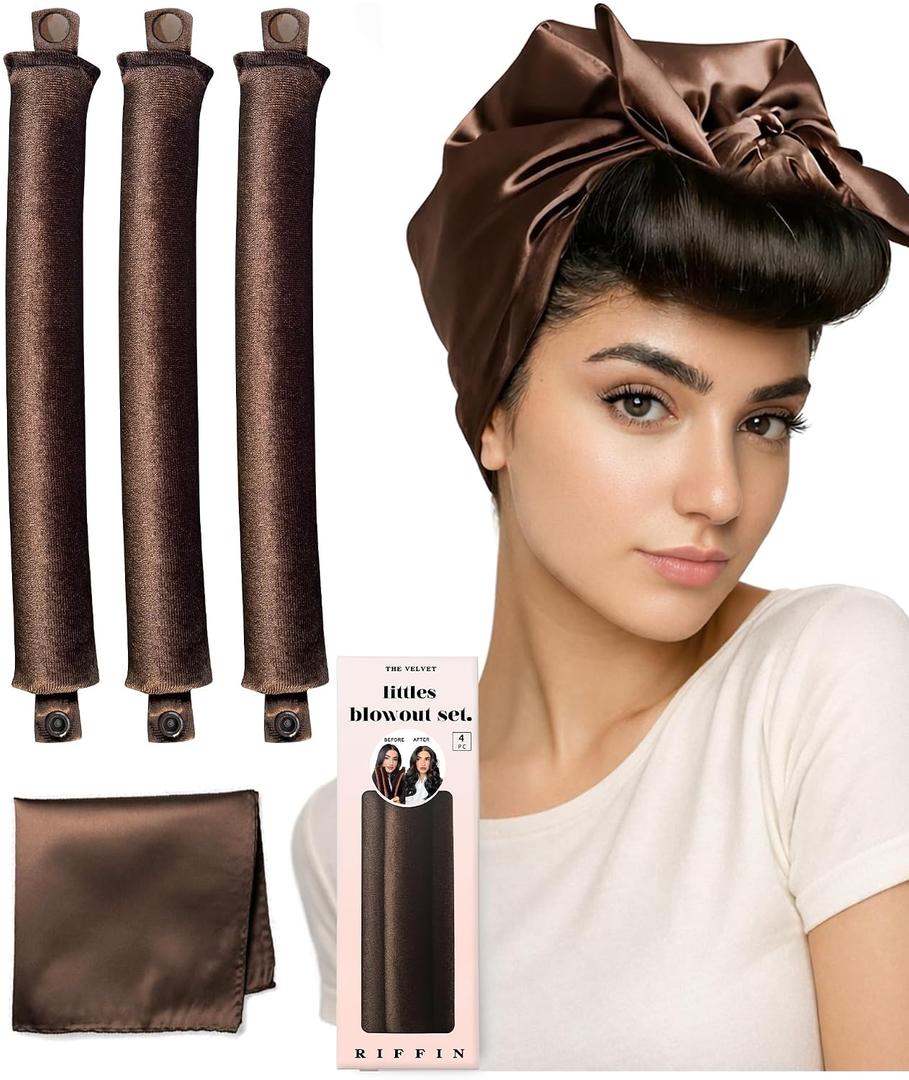 Littles Heatless Curls Overnight Rods - Upgraded Directional Grip Velvet Heatless Hair Curler to Sleep in No Heat Heatless Curling Flexi Rods Foam Hair Rollers for Blowout Look Long & Short Hair