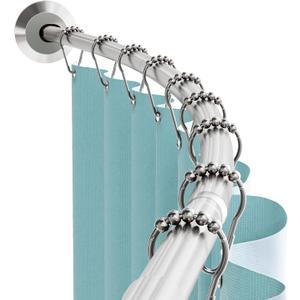 Zenna Home Rustproof Curved Shower Curtain Rod, No Drill Tension or Permanent Mount Adjustable Curved Shower Rod for Bathroom, Easy Install, Rounded for Extra Room, 50 to 72 Inches, Brushed Nickel