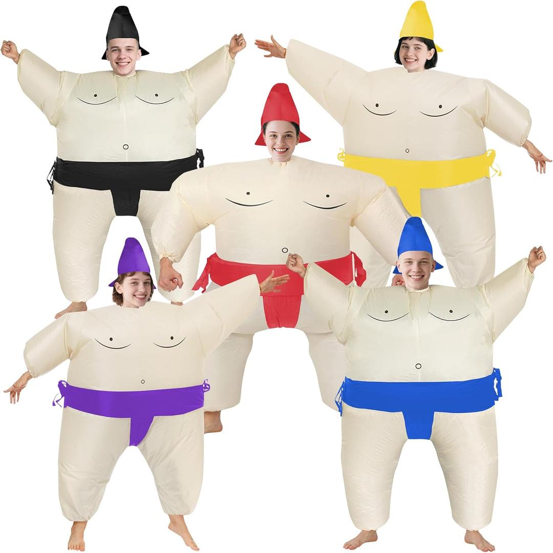 5 Packs Sumo Inflatable Costume Full-Body Sumo Wrestler Suit Adult Blow up Costume for Birthday/Halloween/Mardi Gras/Carnival
